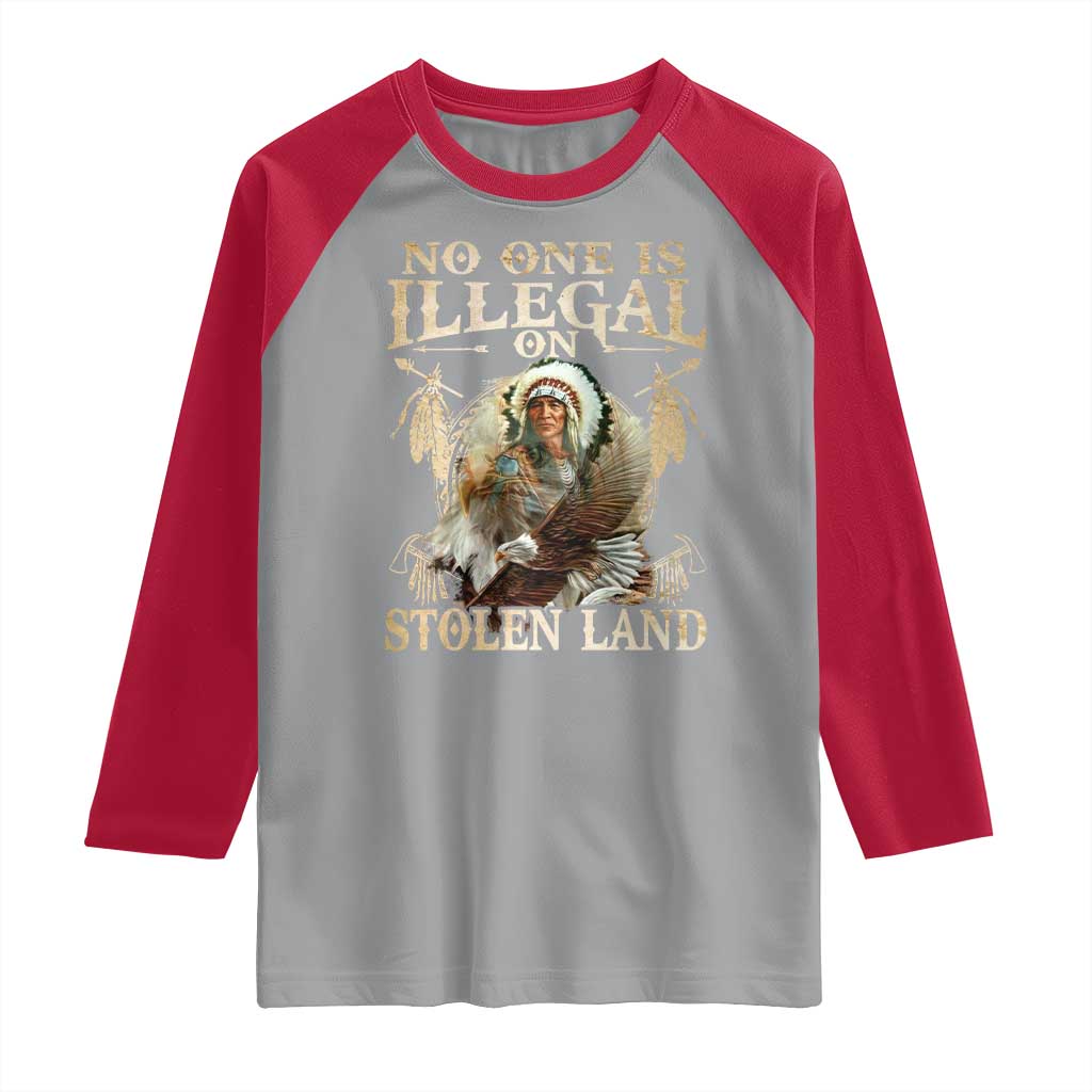Native American Raglan Shirt No One Is Illegal On Stolen Land Eagle Tribe - Wonder Print Shop