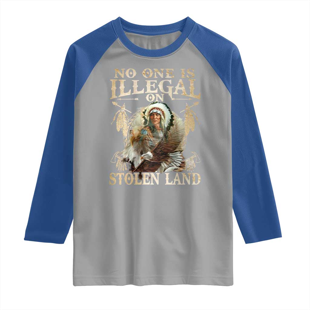 Native American Raglan Shirt No One Is Illegal On Stolen Land Eagle Tribe - Wonder Print Shop