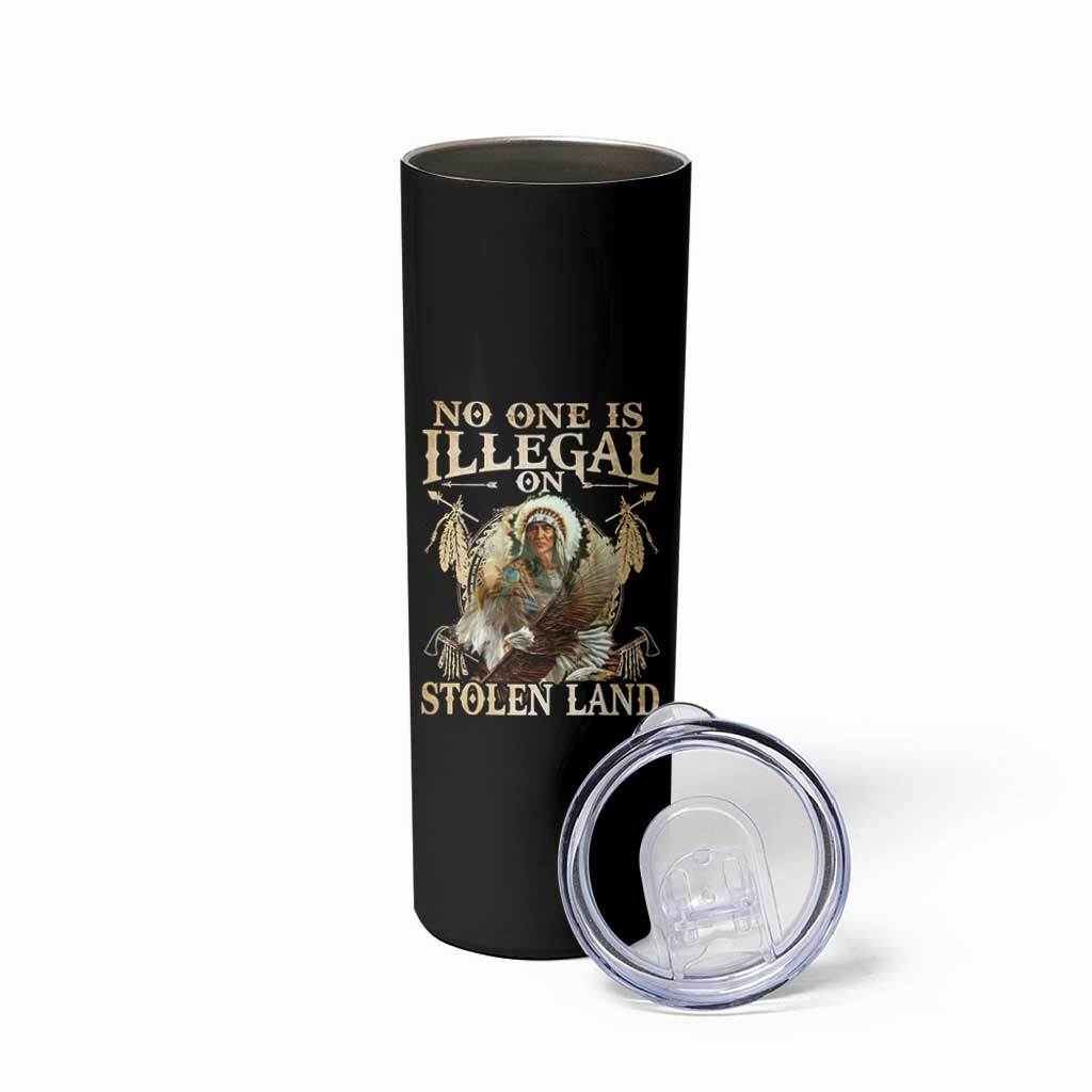 Native American Skinny Tumbler No One Is Illegal On Stolen Land Eagle Tribe - Wonder Print Shop
