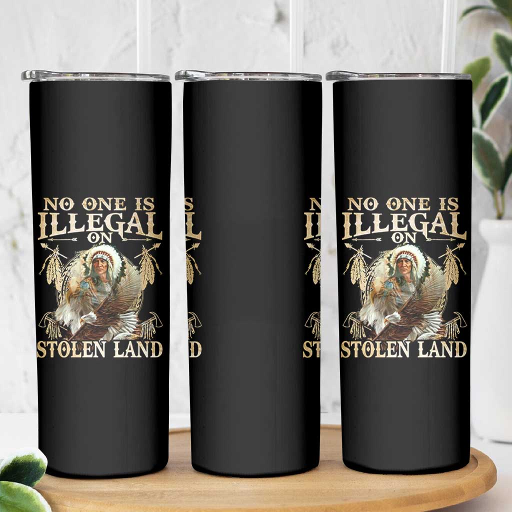 Native American Skinny Tumbler No One Is Illegal On Stolen Land Eagle Tribe - Wonder Print Shop