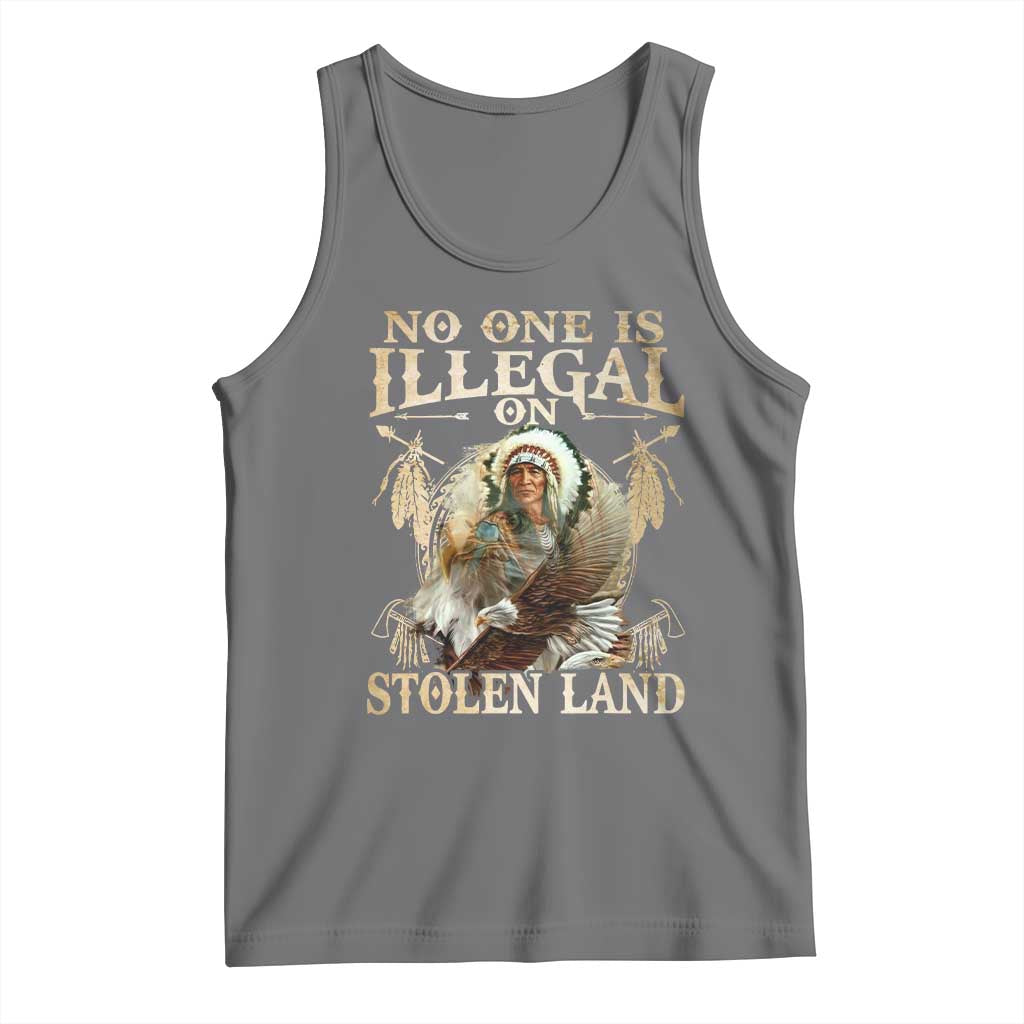 Native American Tank Top No One Is Illegal On Stolen Land Eagle Tribe - Wonder Print Shop