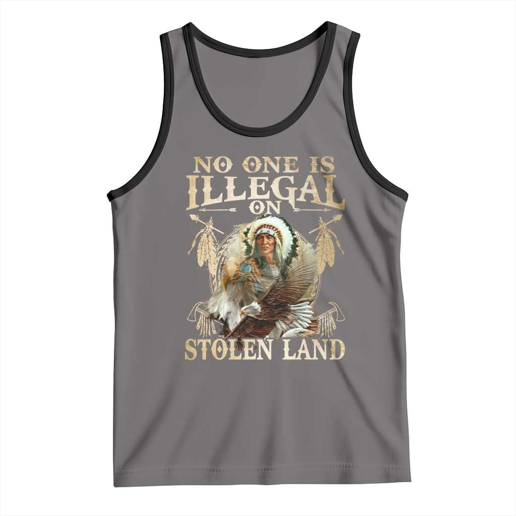 Native American Tank Top No One Is Illegal On Stolen Land Eagle Tribe - Wonder Print Shop