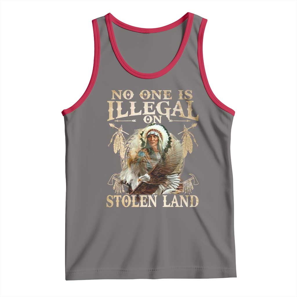 Native American Tank Top No One Is Illegal On Stolen Land Eagle Tribe - Wonder Print Shop