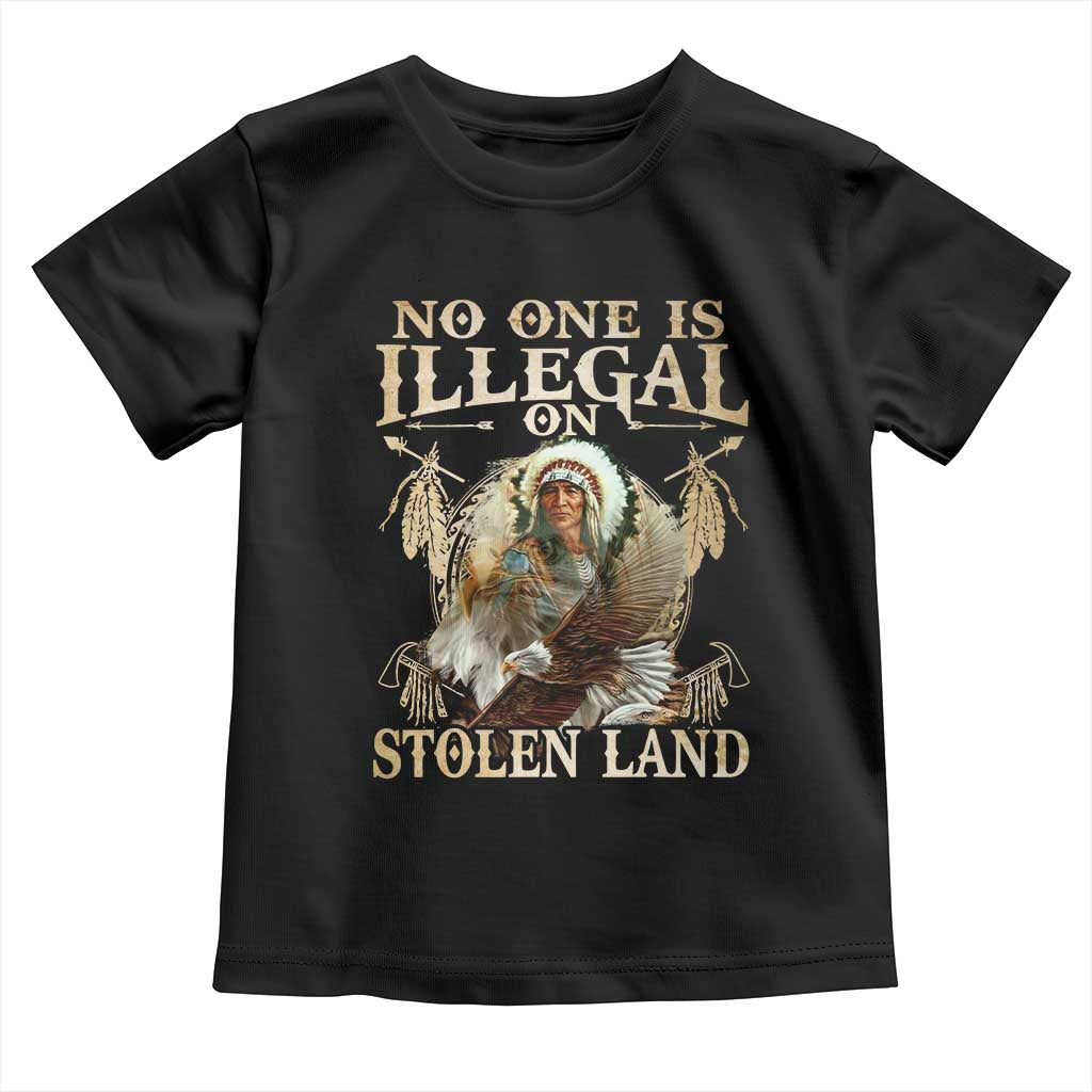 Native American Toddler T Shirt No One Is Illegal On Stolen Land Eagle Tribe - Wonder Print Shop