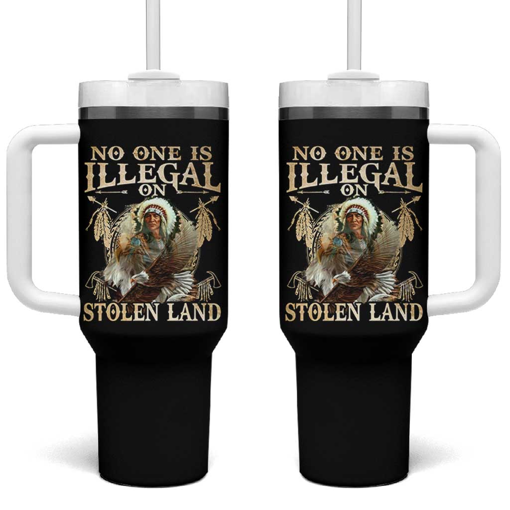Native American Tumbler With Handle No One Is Illegal On Stolen Land Eagle Tribe - Wonder Print Shop