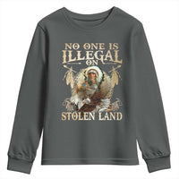 Native American Youth Sweatshirt No One Is Illegal On Stolen Land Eagle Tribe - Wonder Print Shop