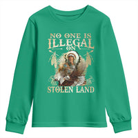 Native American Youth Sweatshirt No One Is Illegal On Stolen Land Eagle Tribe - Wonder Print Shop