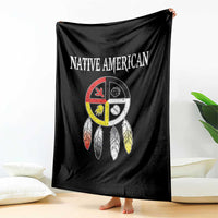 Native American Throw Blanket Medicine Wheel Dreamcatcher Spirit Animal Paws - Wonder Print Shop