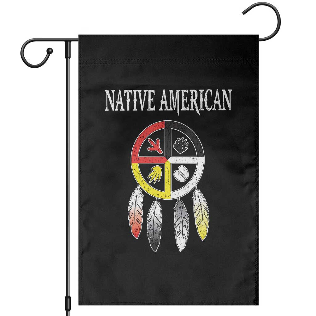 Native American Garden Flag Medicine Wheel Dreamcatcher Spirit Animal Paws - Wonder Print Shop