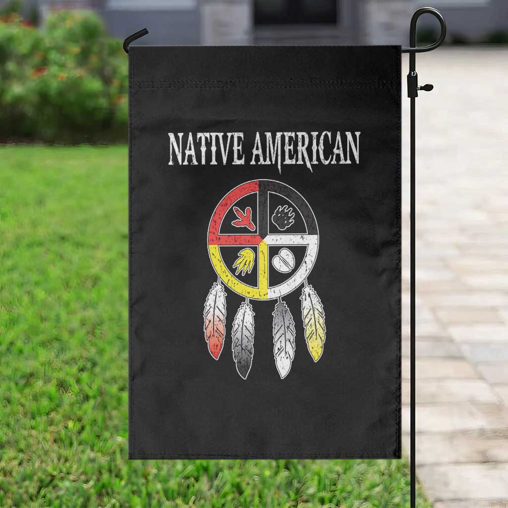 Native American Garden Flag Medicine Wheel Dreamcatcher Spirit Animal Paws - Wonder Print Shop