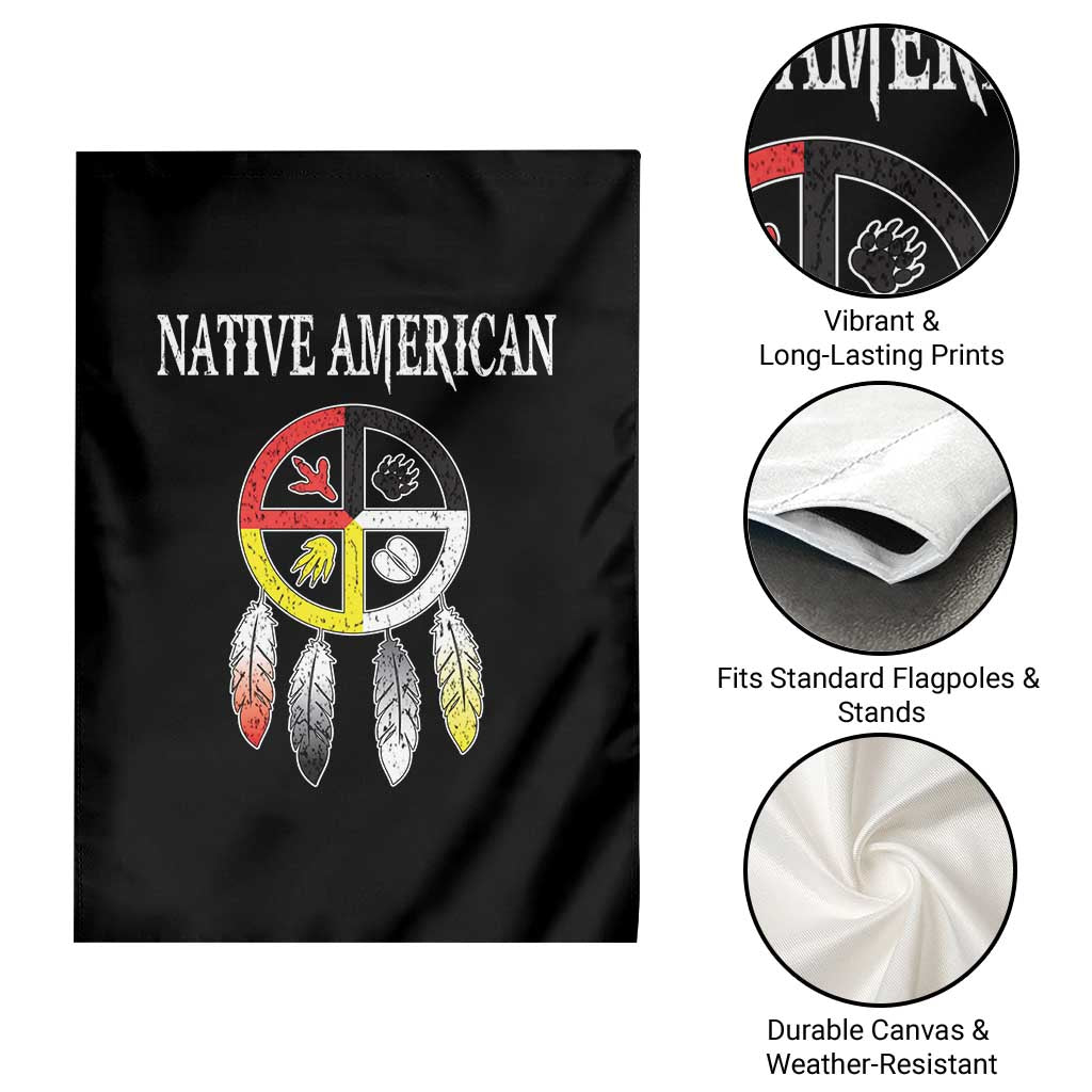 Native American Garden Flag Medicine Wheel Dreamcatcher Spirit Animal Paws - Wonder Print Shop
