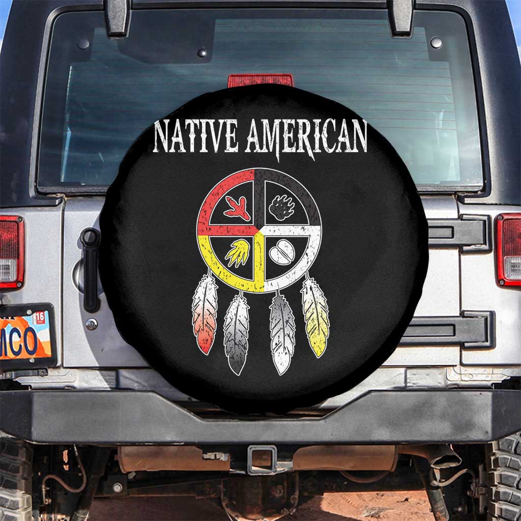Native American Spare Tire Cover Medicine Wheel Dreamcatcher Spirit Animal Paws - Wonder Print Shop