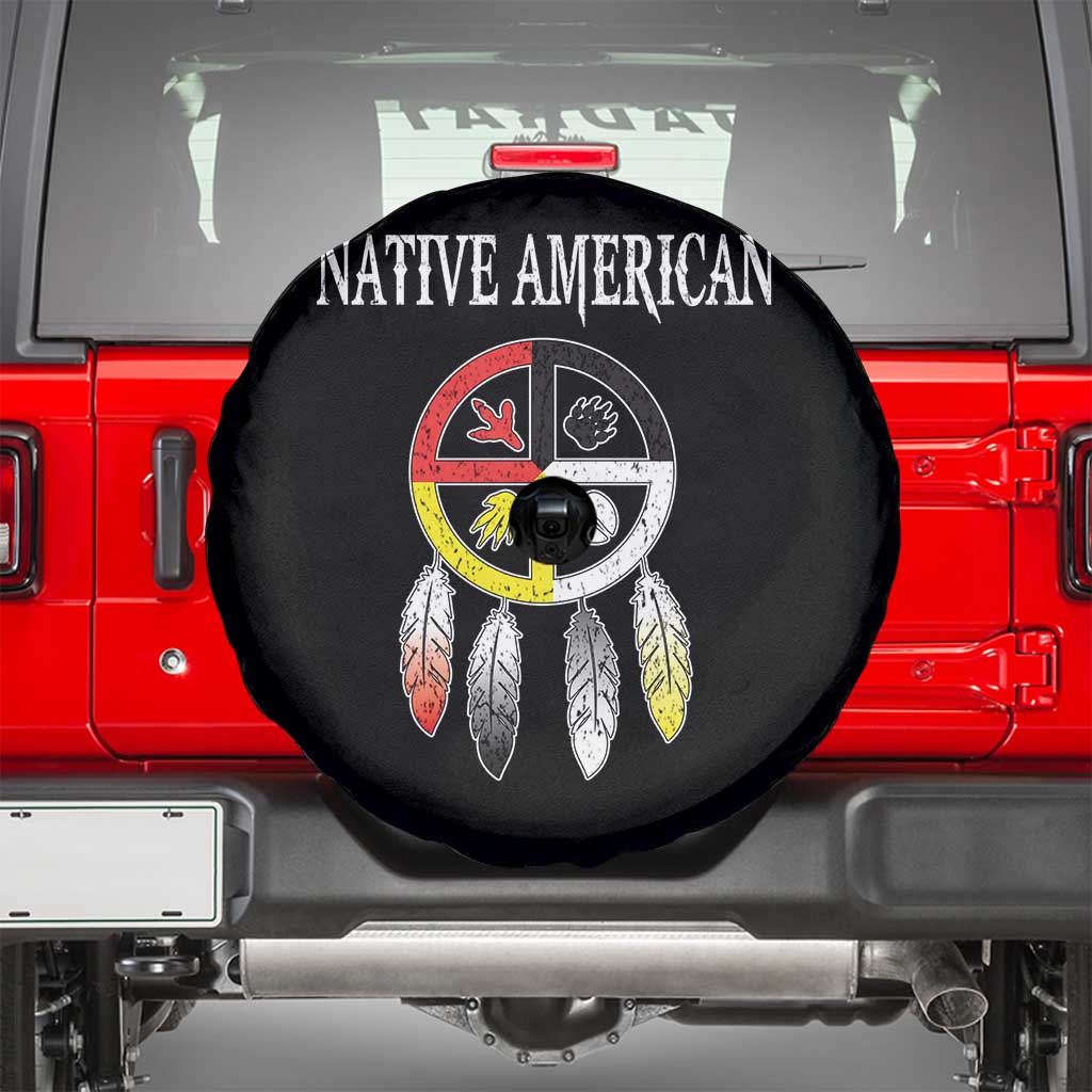 Native American Spare Tire Cover Medicine Wheel Dreamcatcher Spirit Animal Paws - Wonder Print Shop