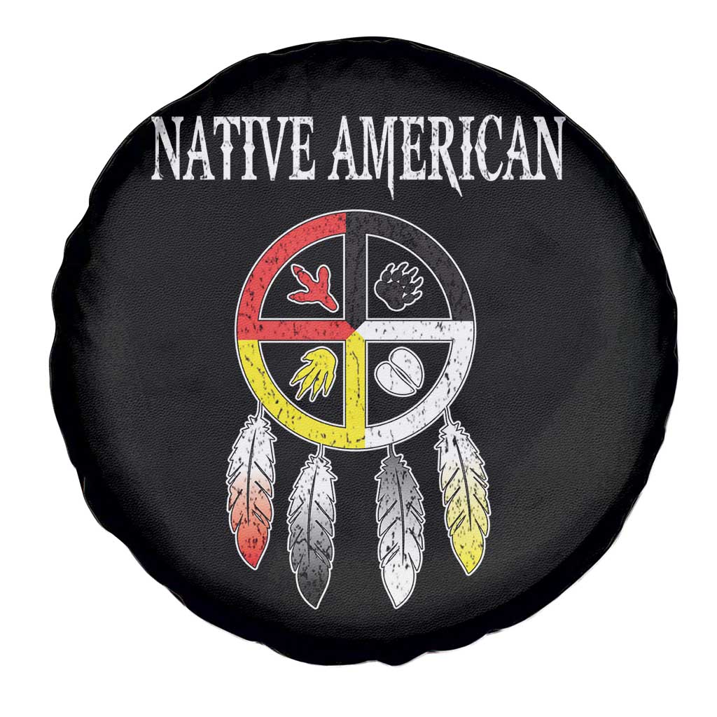 Native American Spare Tire Cover Medicine Wheel Dreamcatcher Spirit Animal Paws - Wonder Print Shop