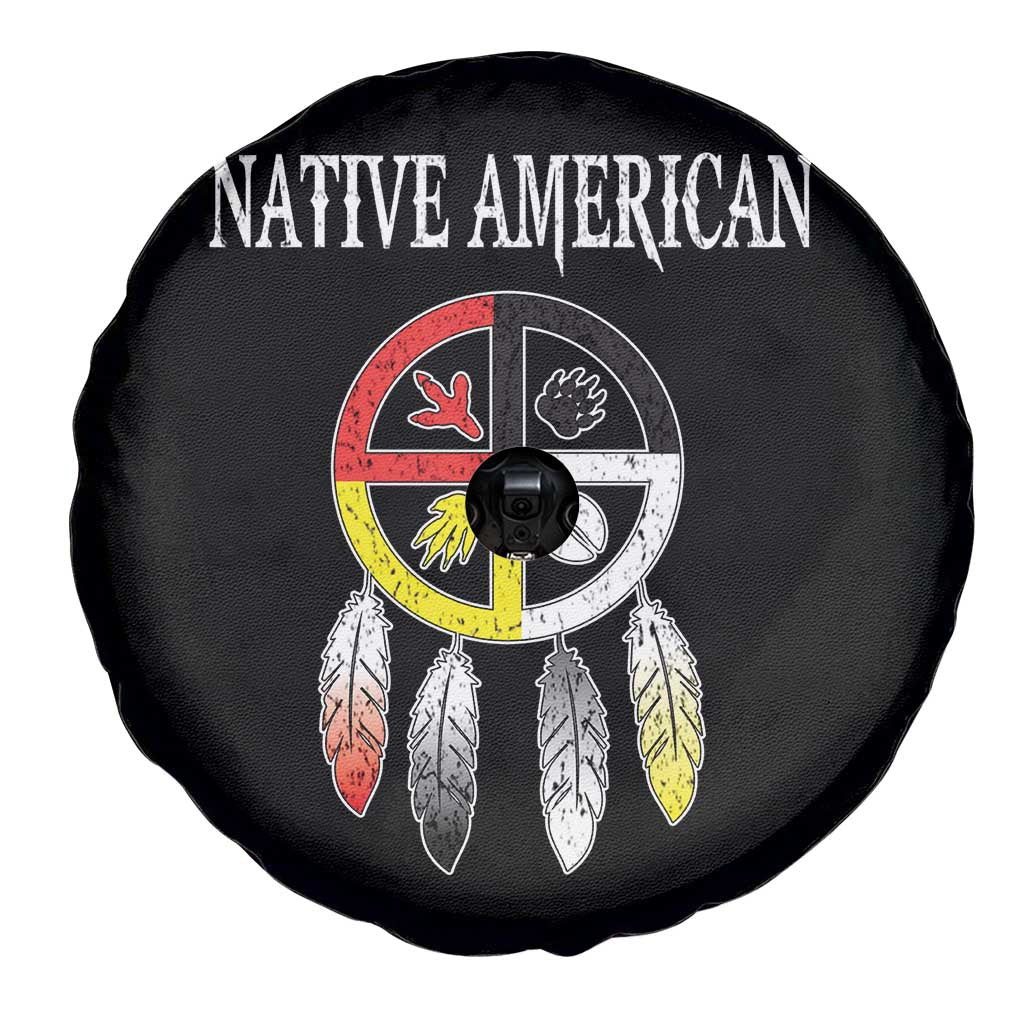 Native American Spare Tire Cover Medicine Wheel Dreamcatcher Spirit Animal Paws - Wonder Print Shop