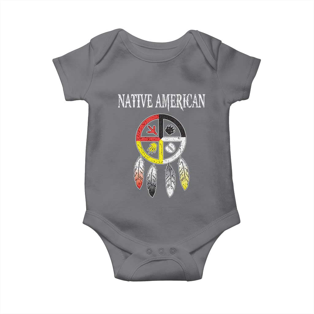 Native American Baby Onesie Medicine Wheel Dreamcatcher Spirit Animal Paws - Wonder Print Shop