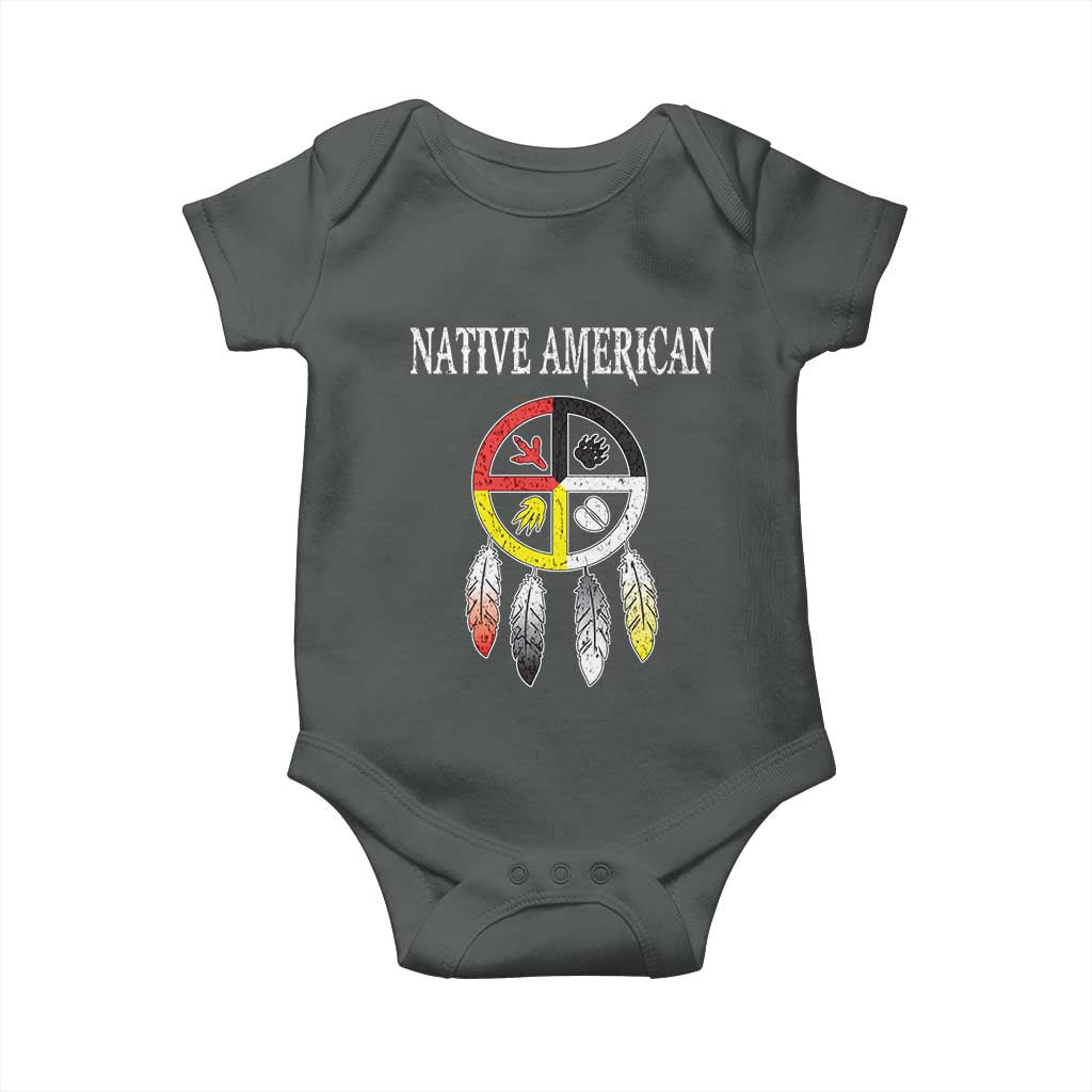 Native American Baby Onesie Medicine Wheel Dreamcatcher Spirit Animal Paws - Wonder Print Shop