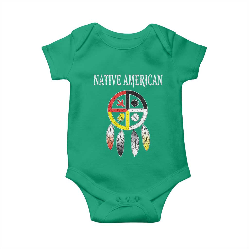 Native American Baby Onesie Medicine Wheel Dreamcatcher Spirit Animal Paws - Wonder Print Shop