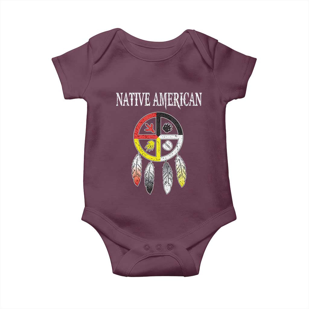 Native American Baby Onesie Medicine Wheel Dreamcatcher Spirit Animal Paws - Wonder Print Shop