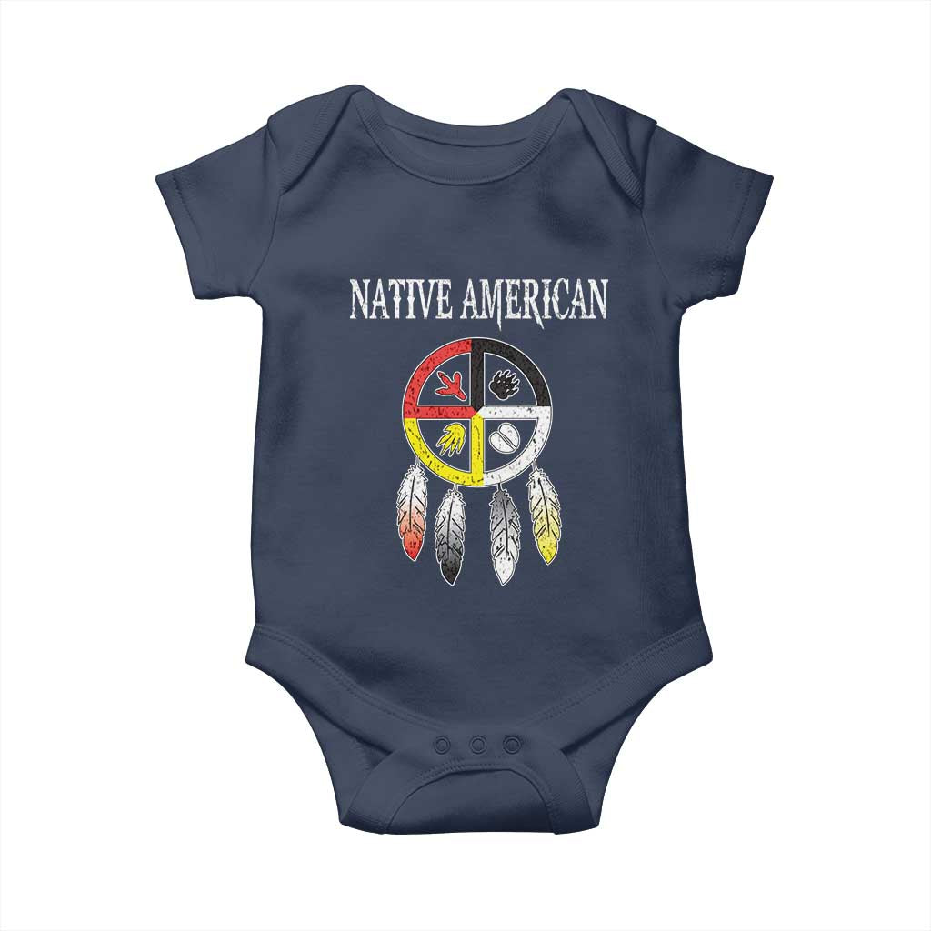 Native American Baby Onesie Medicine Wheel Dreamcatcher Spirit Animal Paws - Wonder Print Shop