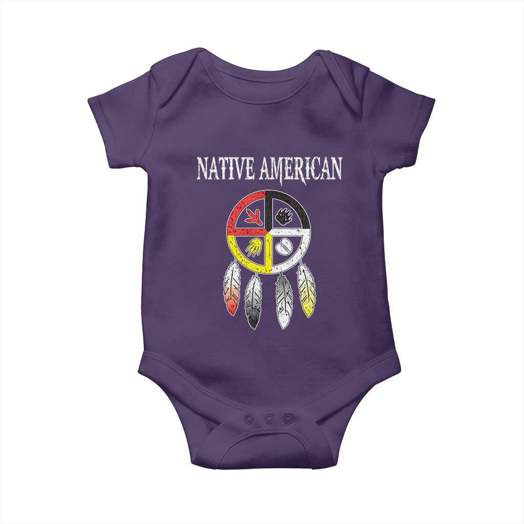 Native American Baby Onesie Medicine Wheel Dreamcatcher Spirit Animal Paws - Wonder Print Shop