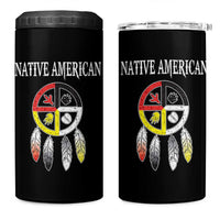 Native American 4 in 1 Can Cooler Tumbler Medicine Wheel Dreamcatcher Spirit Animal Paws - Wonder Print Shop