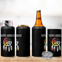 Native American 4 in 1 Can Cooler Tumbler Medicine Wheel Dreamcatcher Spirit Animal Paws - Wonder Print Shop