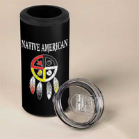 Native American 4 in 1 Can Cooler Tumbler Medicine Wheel Dreamcatcher Spirit Animal Paws - Wonder Print Shop
