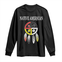 Native American Long Sleeve Shirt Medicine Wheel Dreamcatcher Spirit Animal Paws - Wonder Print Shop