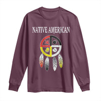 Native American Long Sleeve Shirt Medicine Wheel Dreamcatcher Spirit Animal Paws - Wonder Print Shop