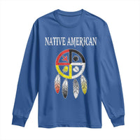 Native American Long Sleeve Shirt Medicine Wheel Dreamcatcher Spirit Animal Paws - Wonder Print Shop