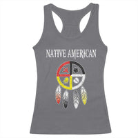 Native American Racerback Tank Top Medicine Wheel Dreamcatcher Spirit Animal Paws - Wonder Print Shop