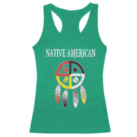 Native American Racerback Tank Top Medicine Wheel Dreamcatcher Spirit Animal Paws - Wonder Print Shop