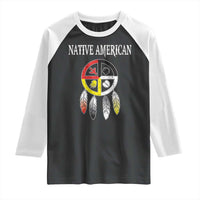 Native American Raglan Shirt Medicine Wheel Dreamcatcher Spirit Animal Paws - Wonder Print Shop