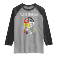 Native American Raglan Shirt Medicine Wheel Dreamcatcher Spirit Animal Paws - Wonder Print Shop