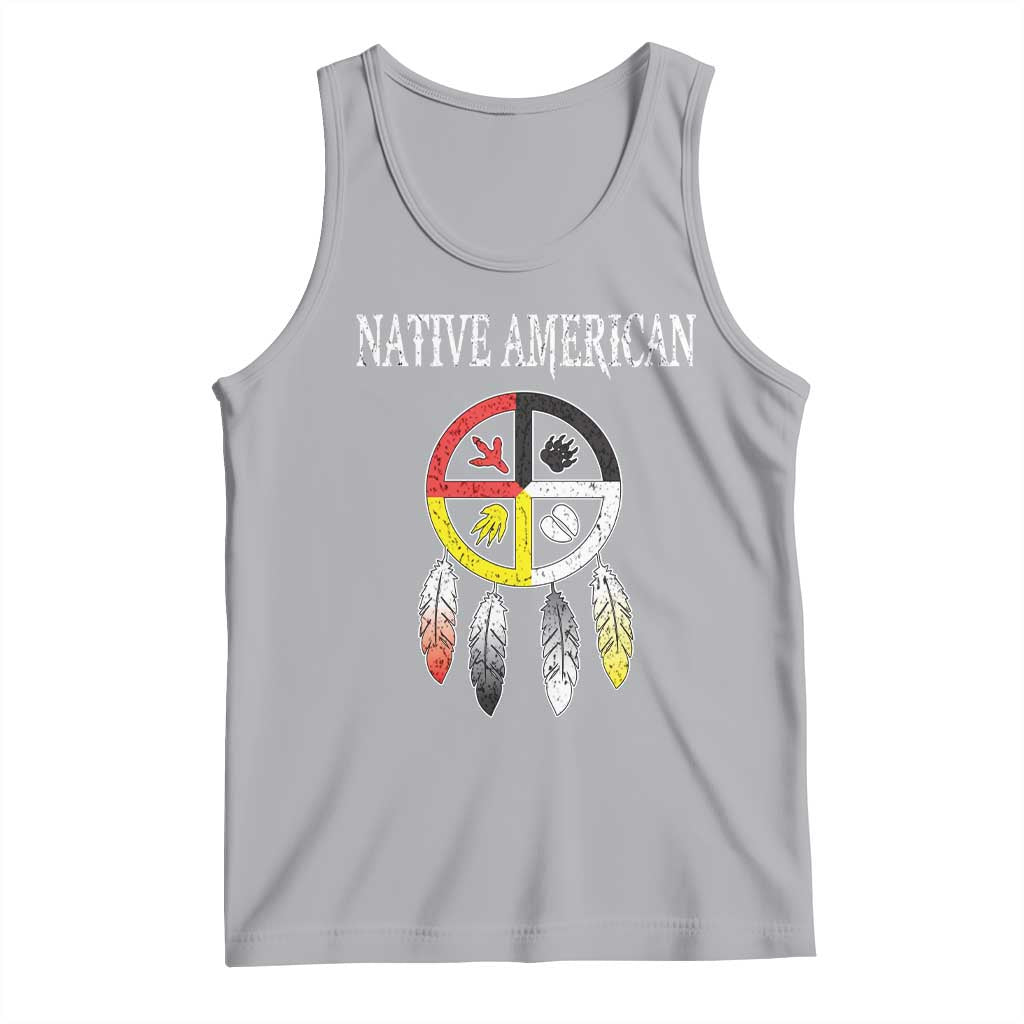 Native American Tank Top Medicine Wheel Dreamcatcher Spirit Animal Paws - Wonder Print Shop