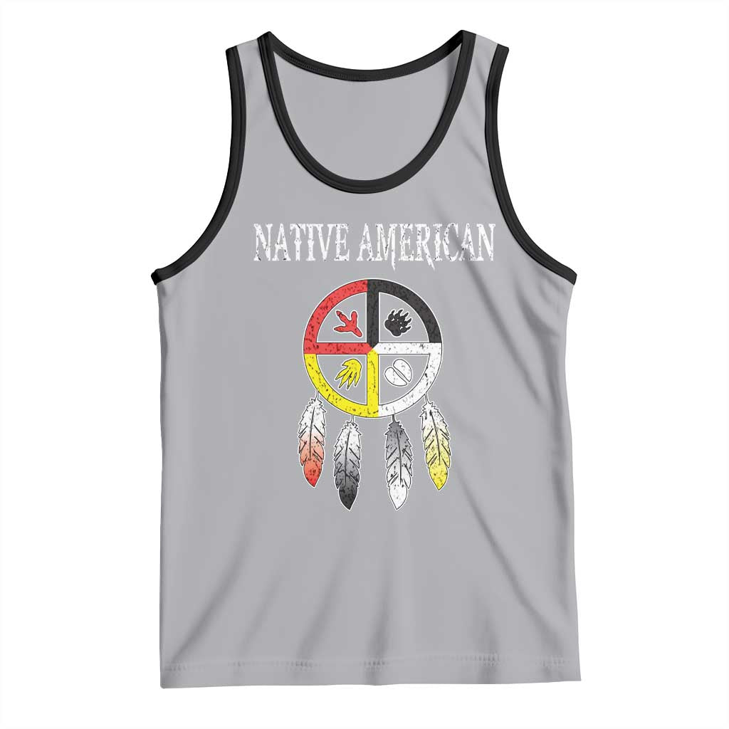 Native American Tank Top Medicine Wheel Dreamcatcher Spirit Animal Paws - Wonder Print Shop