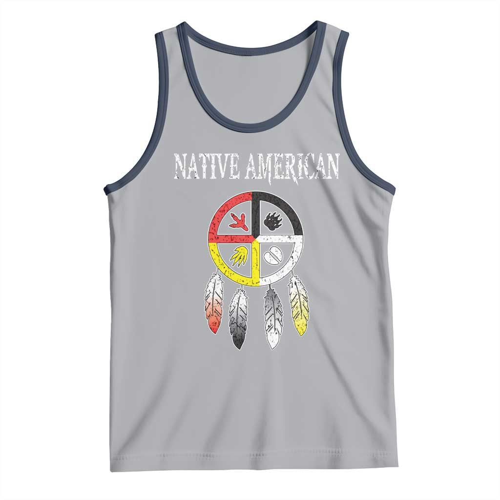 Native American Tank Top Medicine Wheel Dreamcatcher Spirit Animal Paws - Wonder Print Shop
