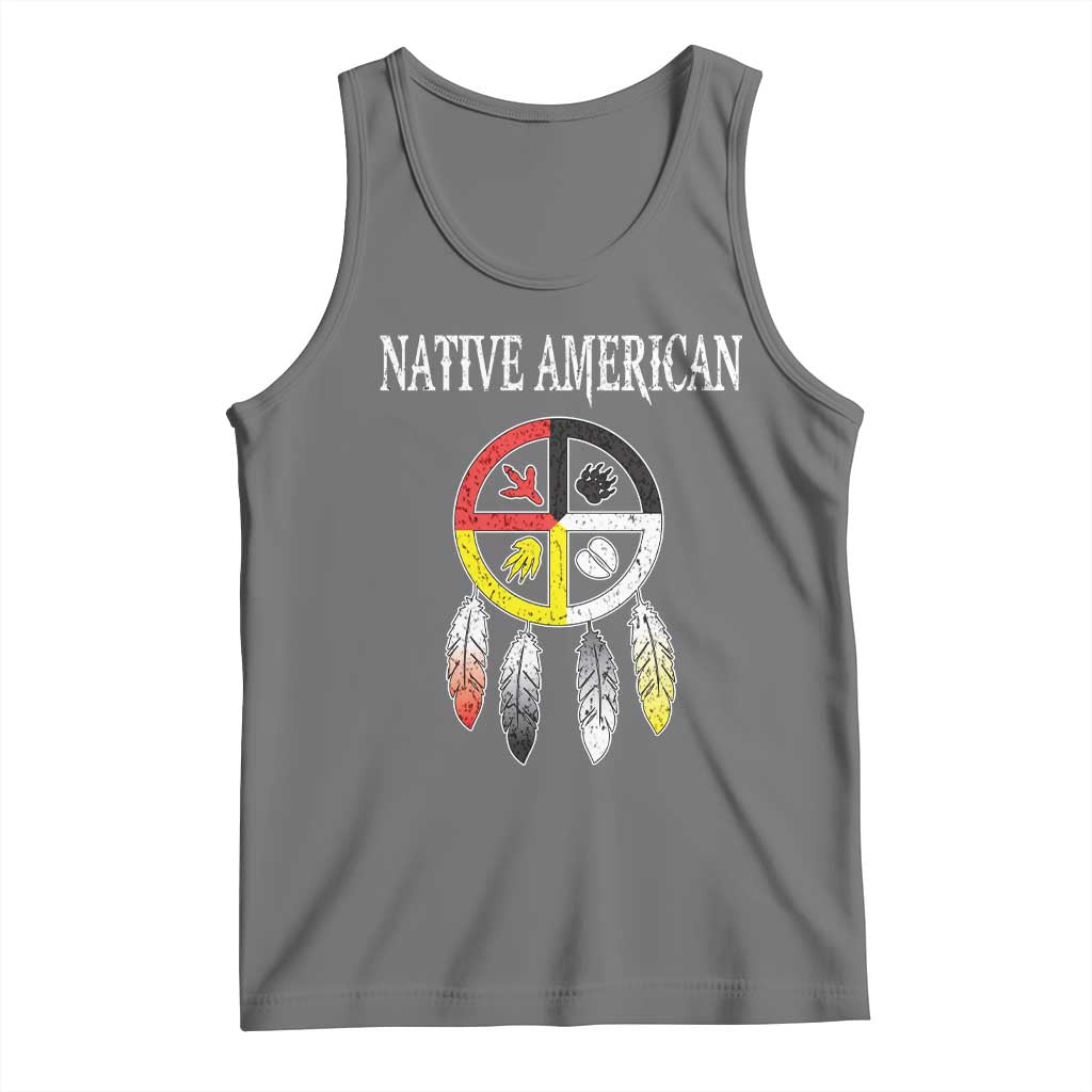 Native American Tank Top Medicine Wheel Dreamcatcher Spirit Animal Paws - Wonder Print Shop