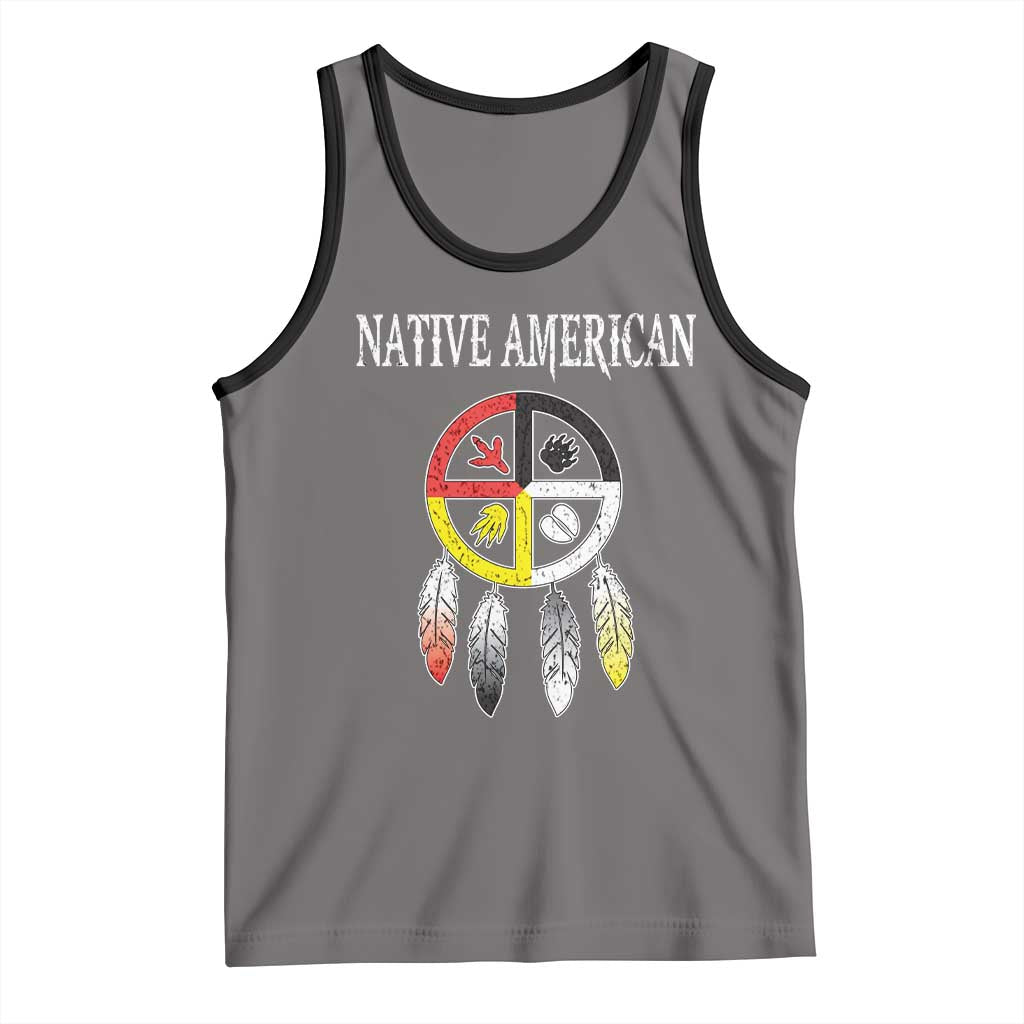 Native American Tank Top Medicine Wheel Dreamcatcher Spirit Animal Paws - Wonder Print Shop