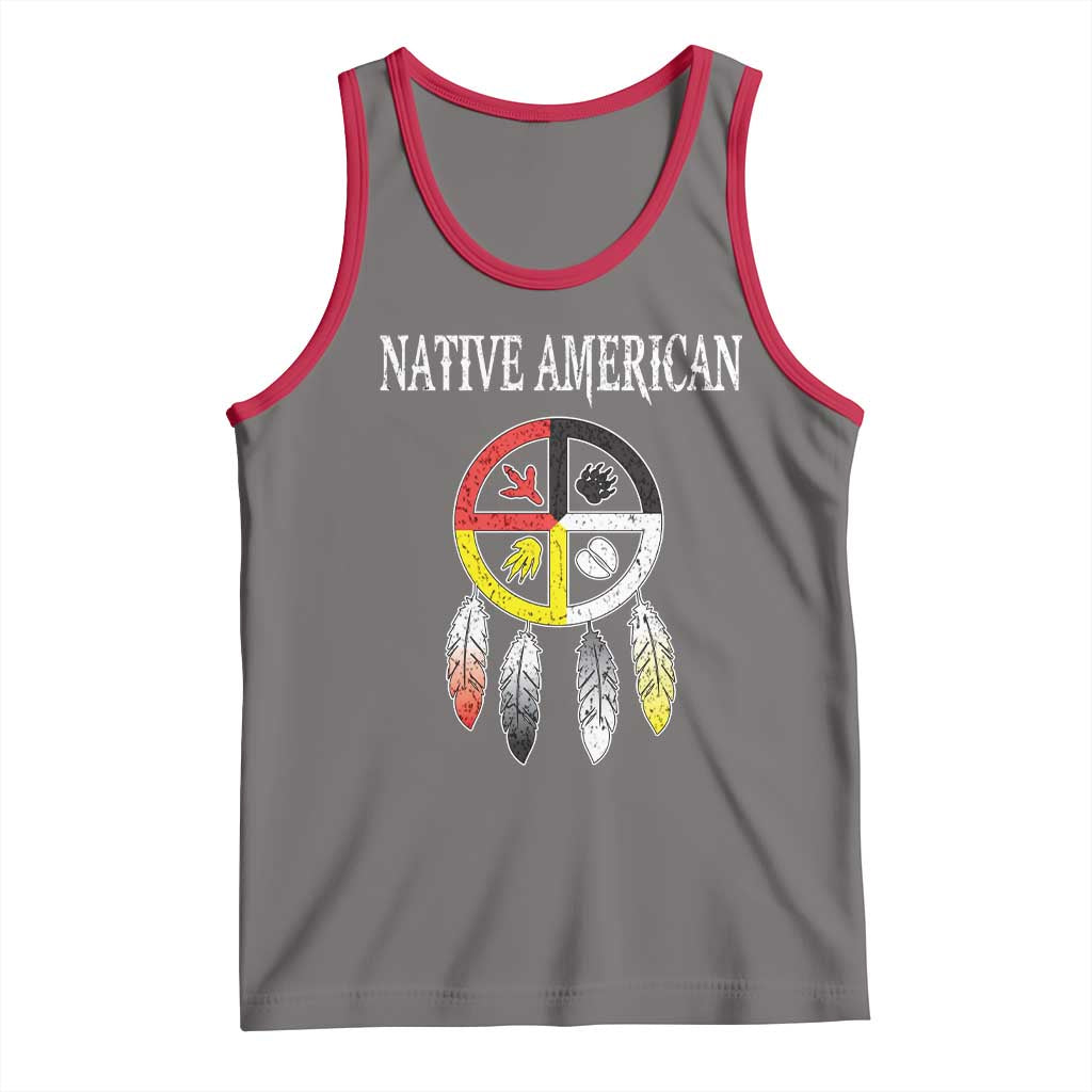 Native American Tank Top Medicine Wheel Dreamcatcher Spirit Animal Paws - Wonder Print Shop