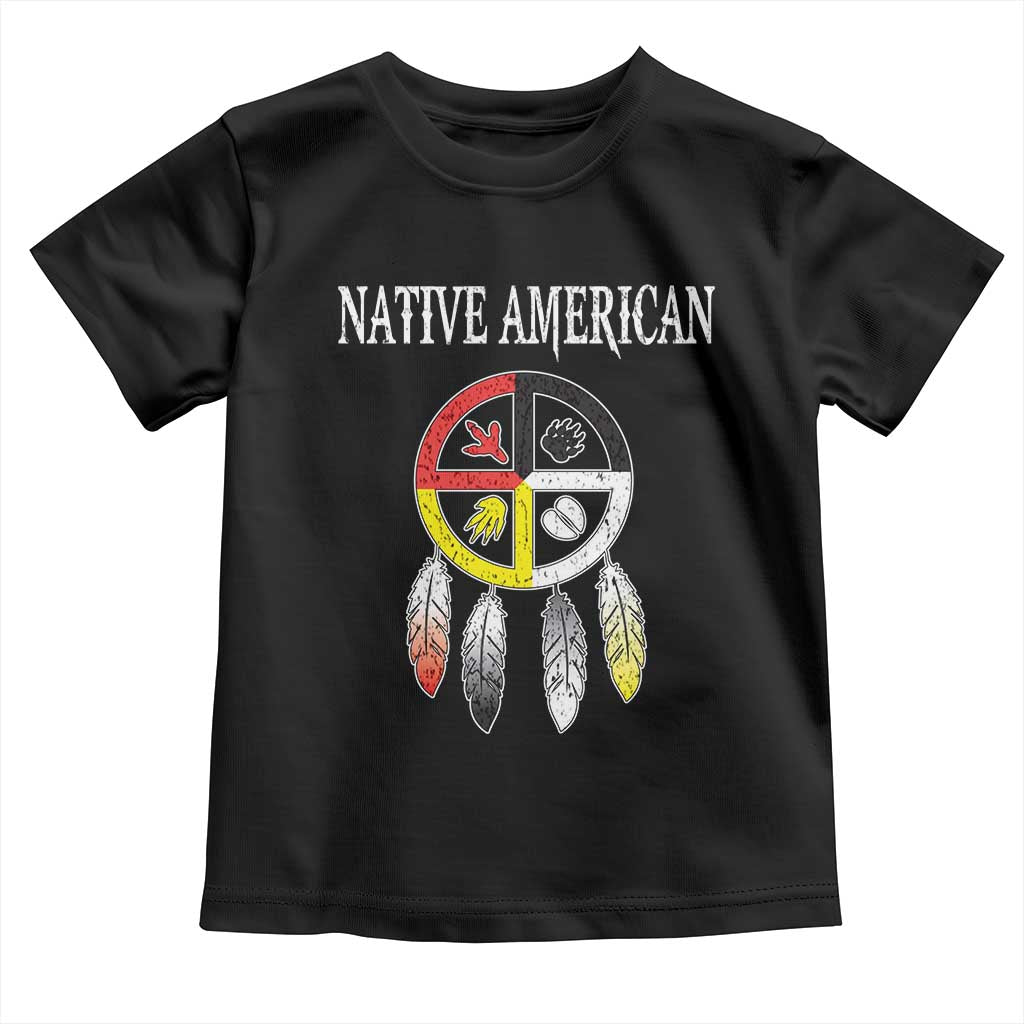 Native American Toddler T Shirt Medicine Wheel Dreamcatcher Spirit Animal Paws - Wonder Print Shop