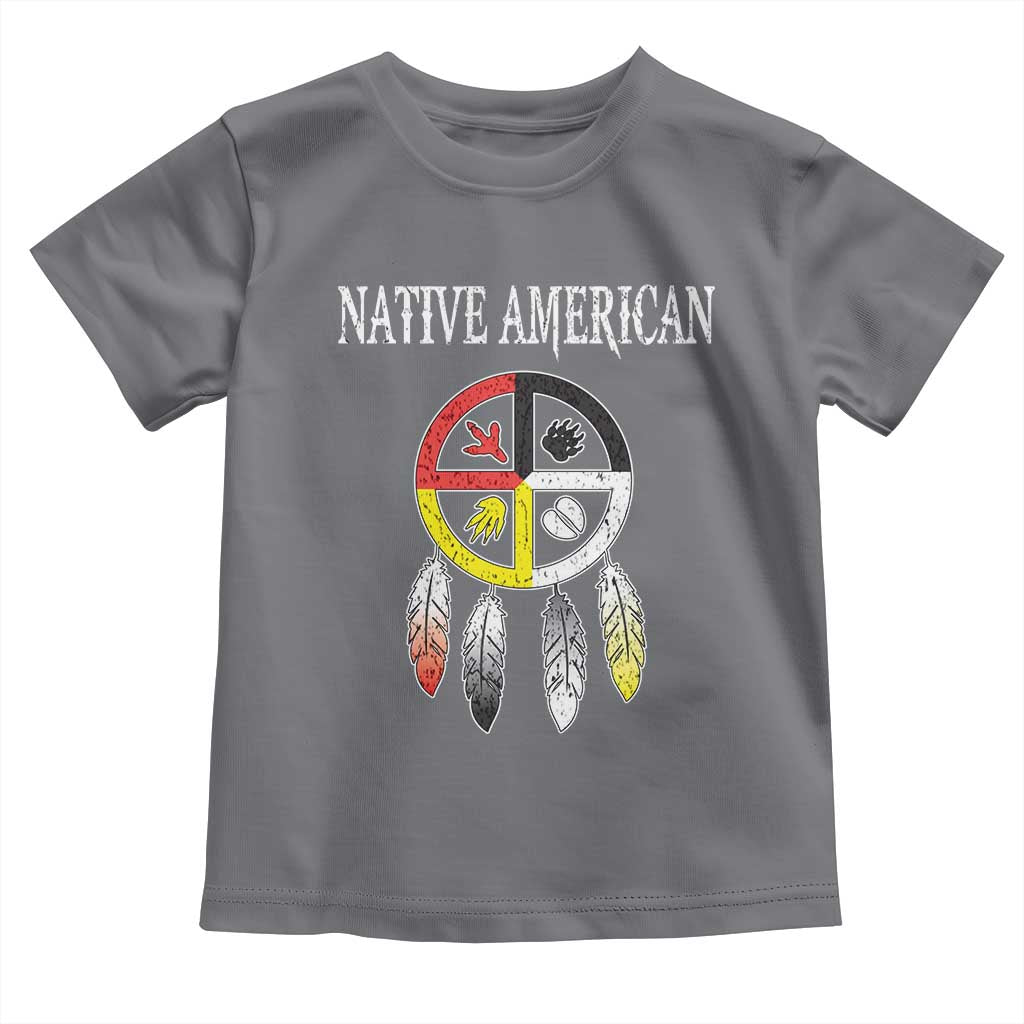 Native American Toddler T Shirt Medicine Wheel Dreamcatcher Spirit Animal Paws - Wonder Print Shop