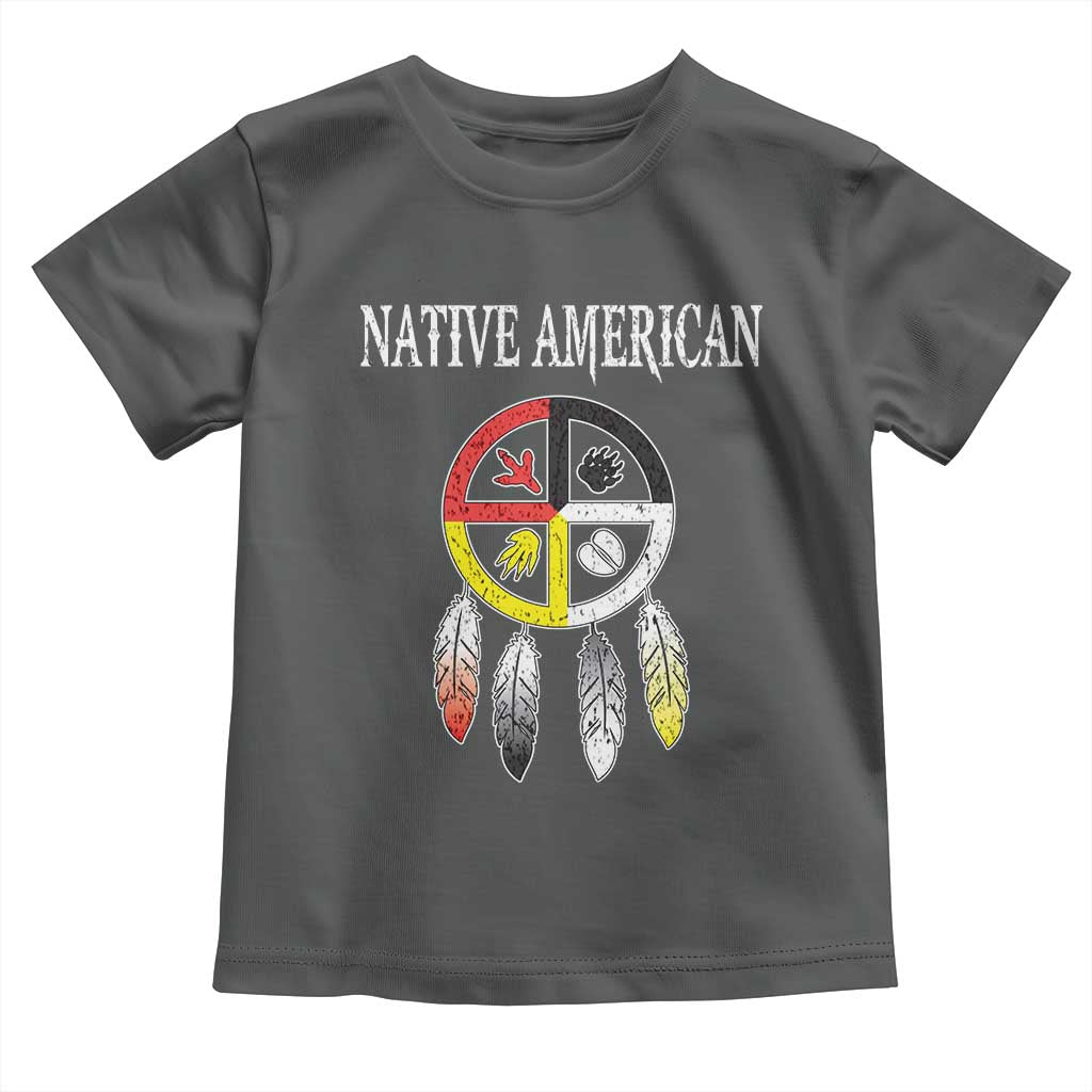 Native American Toddler T Shirt Medicine Wheel Dreamcatcher Spirit Animal Paws - Wonder Print Shop