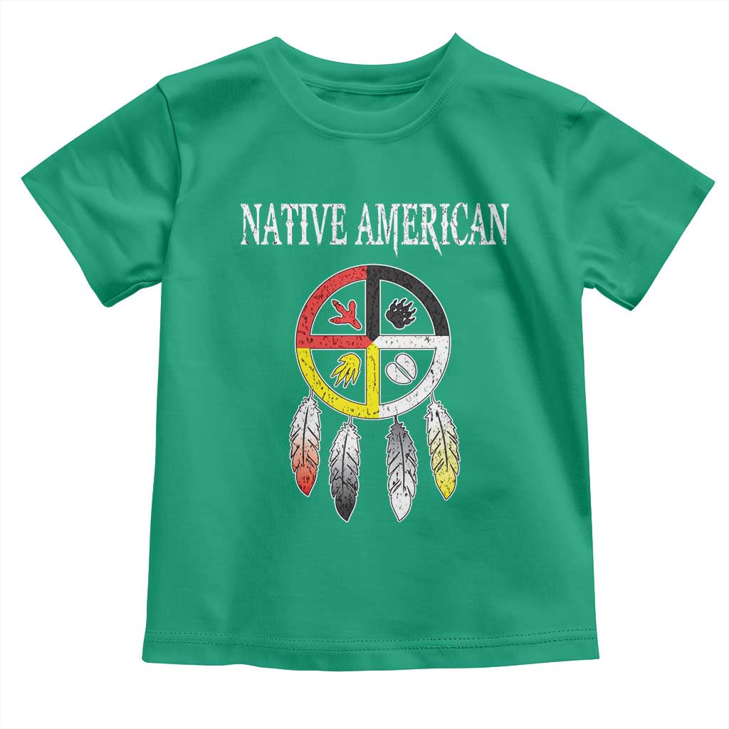 Native American Toddler T Shirt Medicine Wheel Dreamcatcher Spirit Animal Paws - Wonder Print Shop