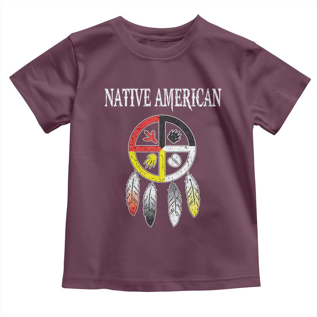 Native American Toddler T Shirt Medicine Wheel Dreamcatcher Spirit Animal Paws - Wonder Print Shop