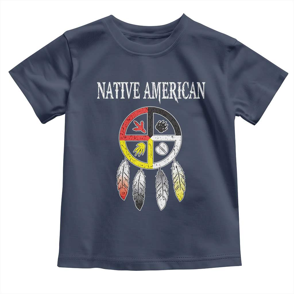 Native American Toddler T Shirt Medicine Wheel Dreamcatcher Spirit Animal Paws - Wonder Print Shop