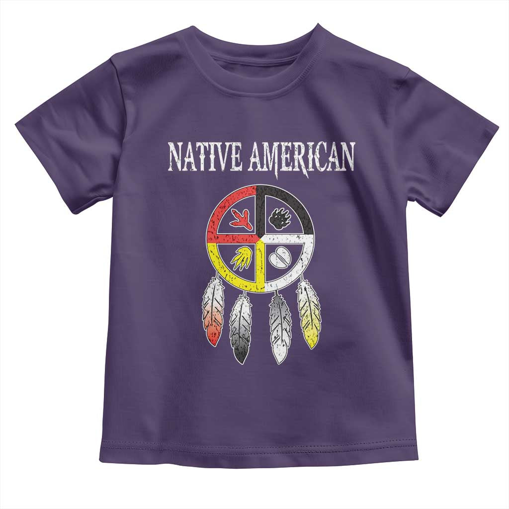 Native American Toddler T Shirt Medicine Wheel Dreamcatcher Spirit Animal Paws - Wonder Print Shop