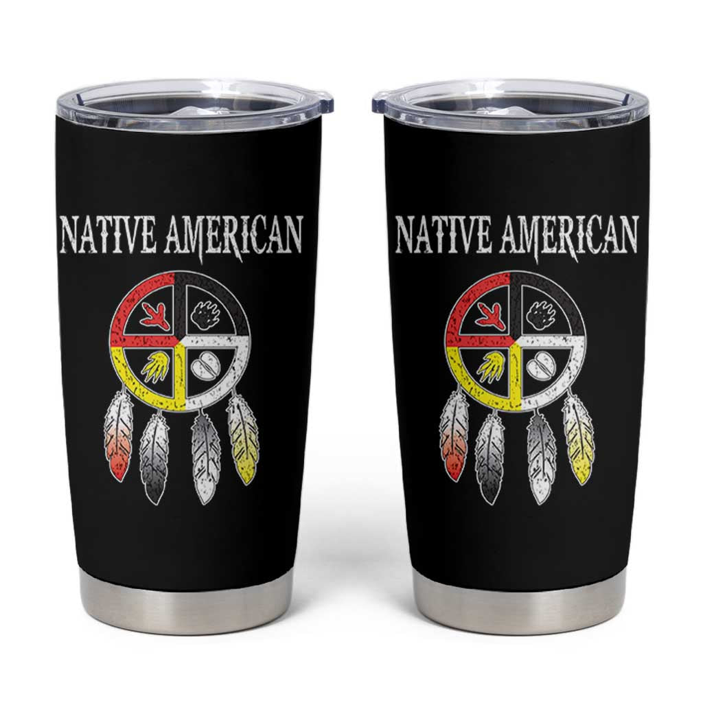 Native American Tumbler Cup Medicine Wheel Dreamcatcher Spirit Animal Paws - Wonder Print Shop