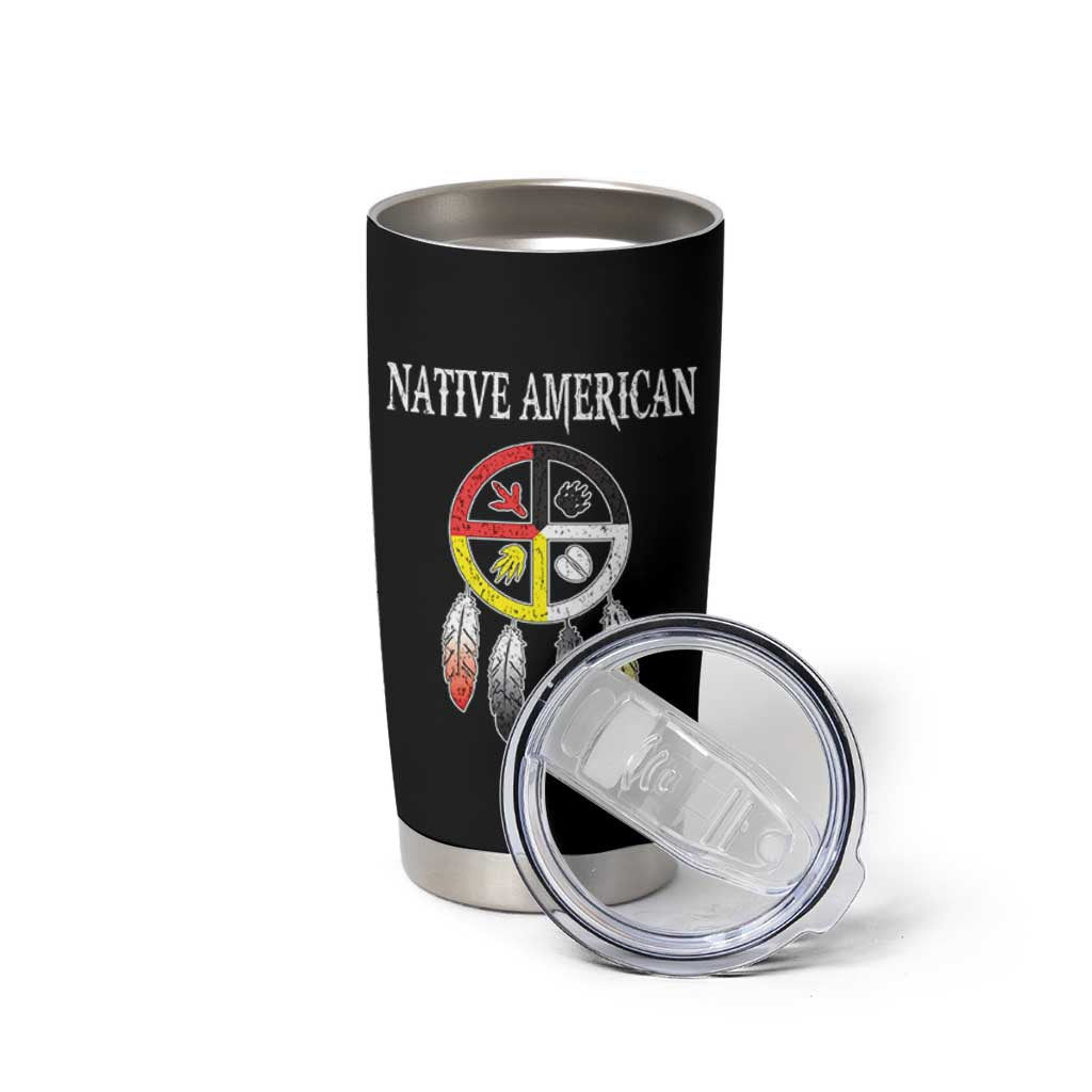 Native American Tumbler Cup Medicine Wheel Dreamcatcher Spirit Animal Paws - Wonder Print Shop